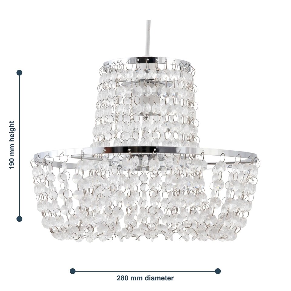 image 1 of Jewelled Easy Fit Light Shade | Clear | Chrome | Medium | 1