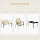 image 3 of Outsunny 4pcs Patio Furniture Set Garden Sofa Glass Top Coffee Table Beige