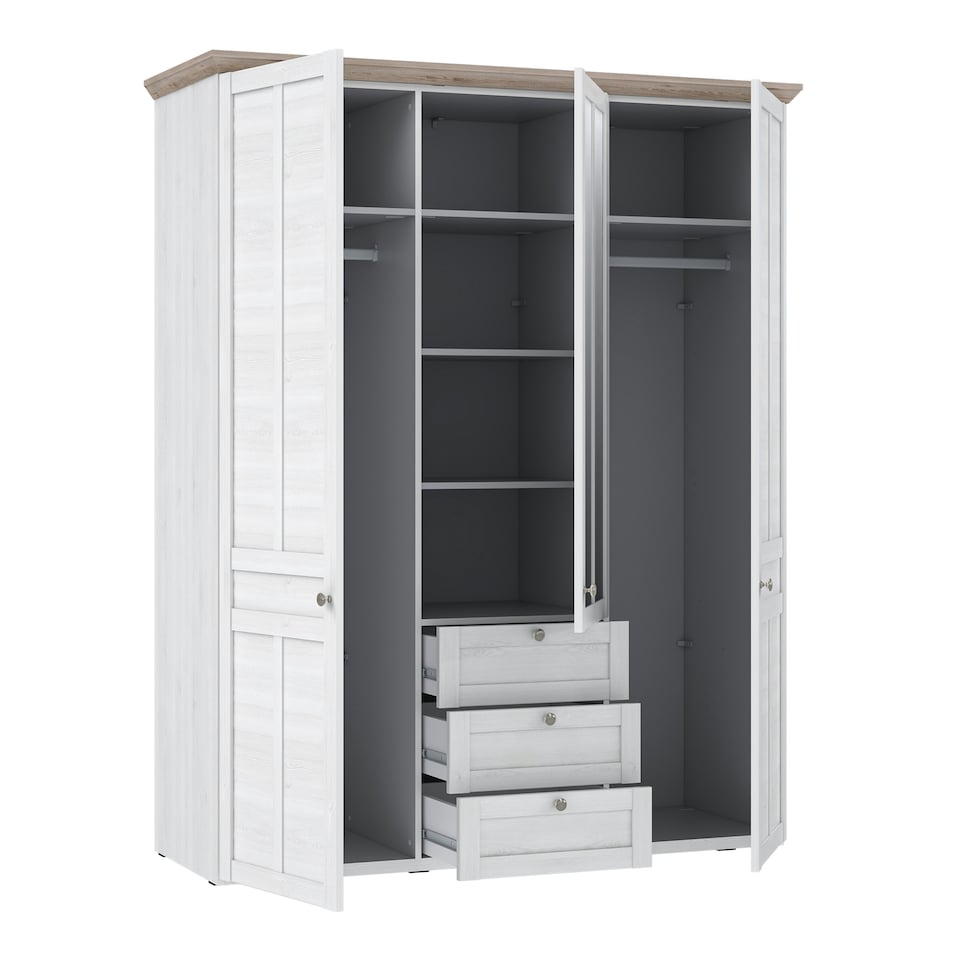 image 1 of Iloppa 3 Door Wardrobe in Snowy Oak/Oak Nelson