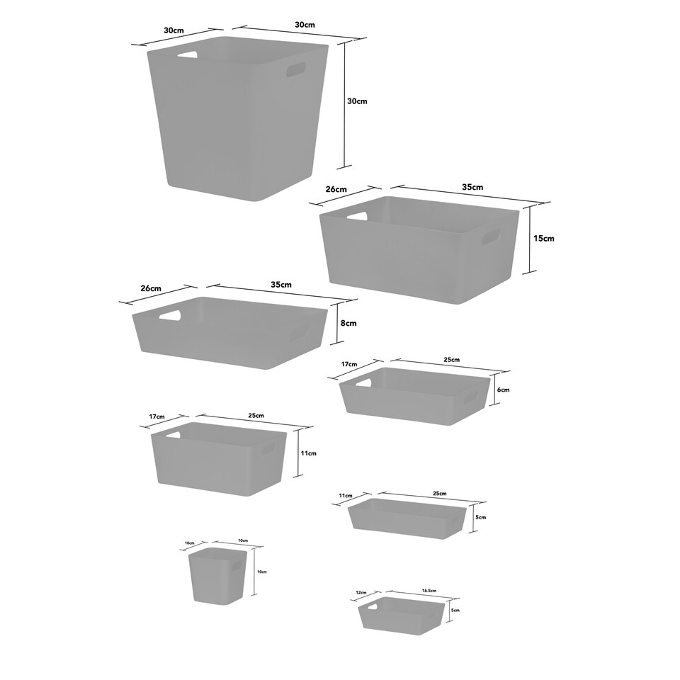 image 1 of Wham Studio 13 Piece Multi-Size Set Plastic Storage Baskets Ice White Grey