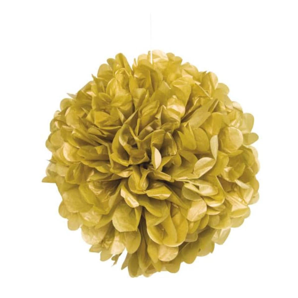 image 1 of Gold Honeycomb Hanging Decoration Puff Ball 40cm