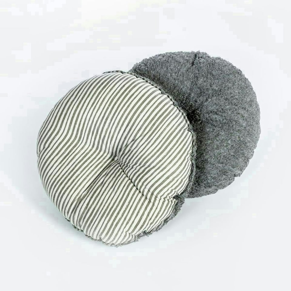 image 1 of Danish Design Battersea Dogs Home Snuggle Stripes Black and White Sherpa Fleece Lining Cat/Kitten Cosy Bed Large 20 Inch