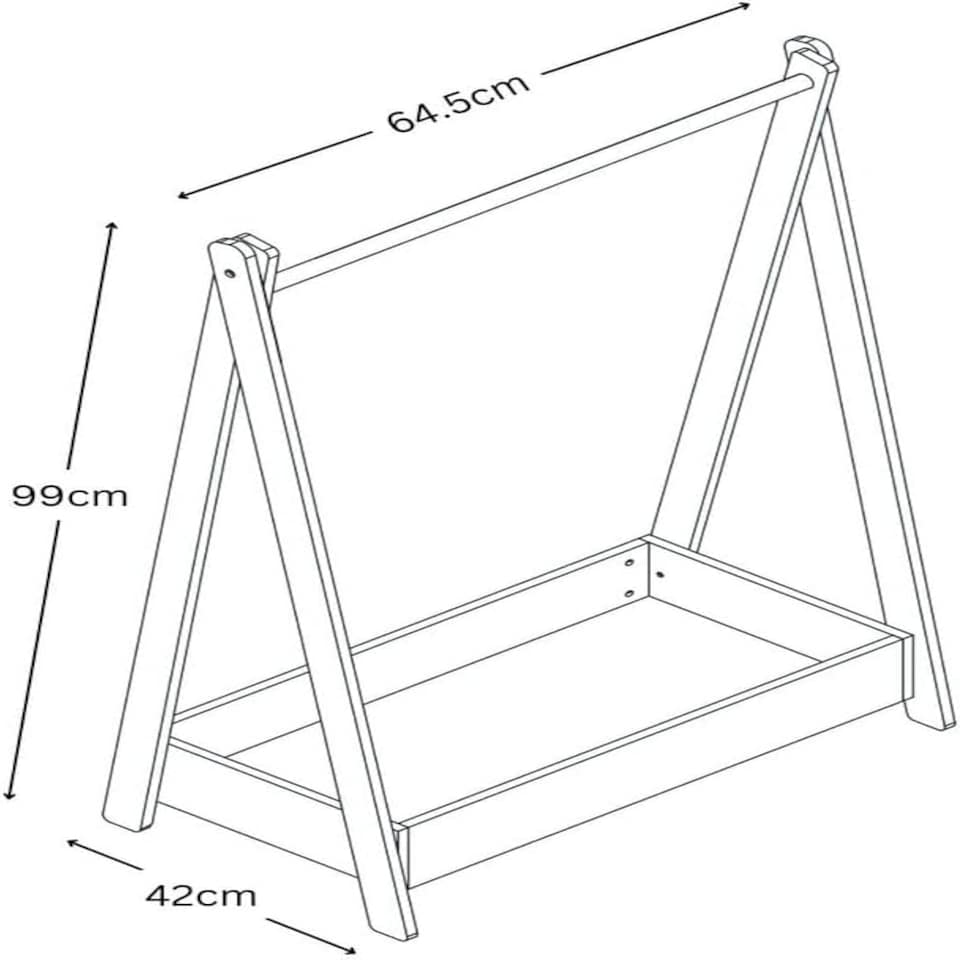 image 1 of Kids Wooden Hanging Dress Up Clothes Rail Rack Display Stand Extra Storage Shelf | Grey | Grey
