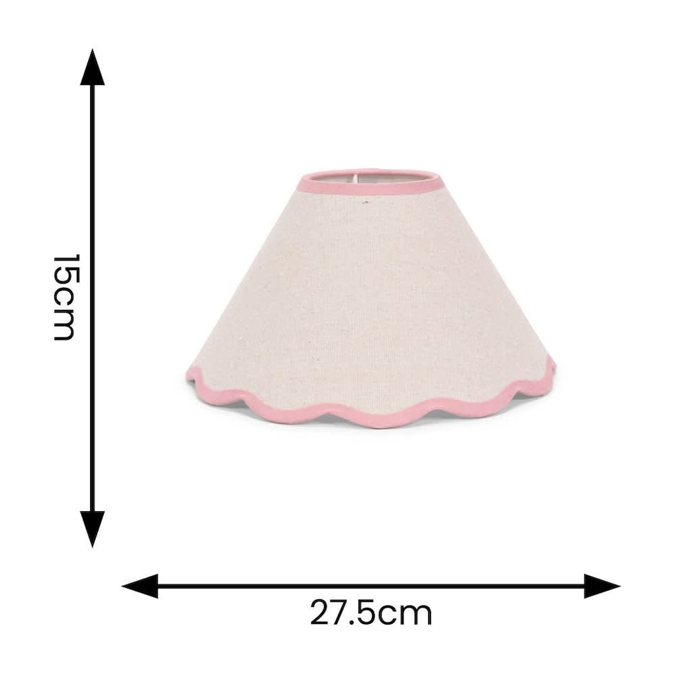 image 1 of ValueLights Florie Natural Small Taper Lamp Shade Scallop Pink Trim & Bulb | Pink