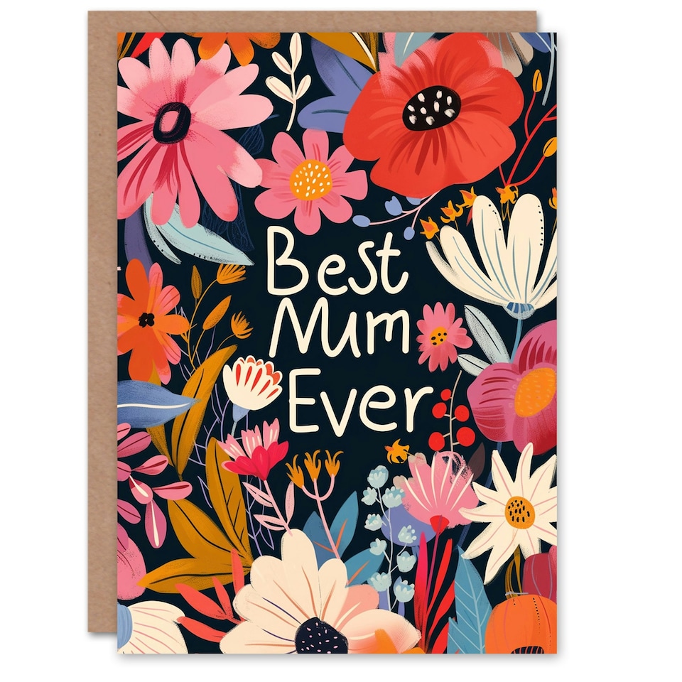 image 1 of Mothers Day Card Best Ever Flowers Floral Mum Card