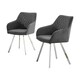 image 1 of Furniturebox 2x Falun Dark Grey Fabric Silver Leg Dining Chairs