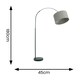 image 2 of ValueLights Louis Black Arched Curved Floor Lamp with Grey Fabric Drum Lamp Shade