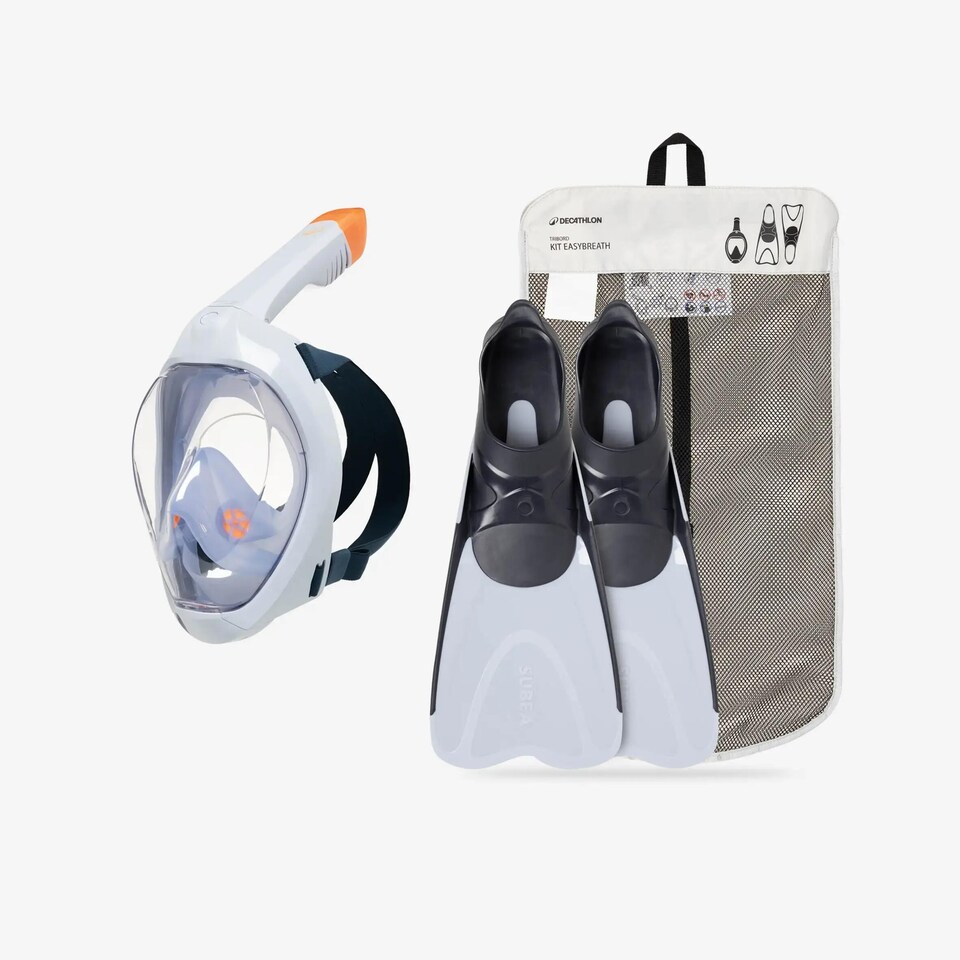 image 1 of Decathlon Adult Easybreath mask and fins snorkelling set, EASYBREATH set
