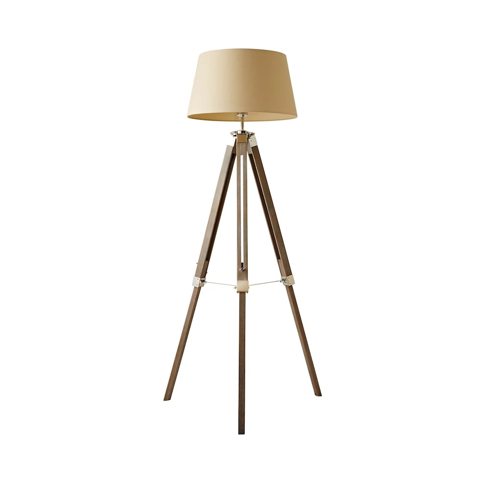 image 1 of ValueLights Clipper Brown Floor Lamp With Beige Shade