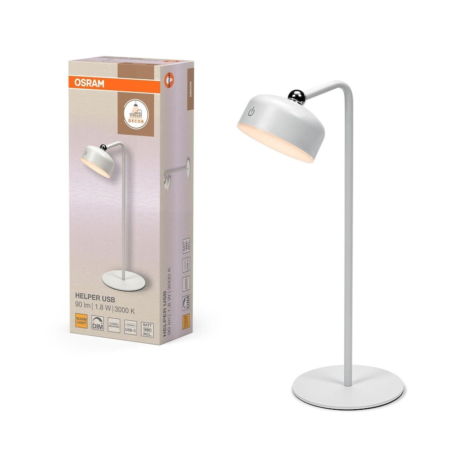 image 1 of Osram Decor Helper Gadget Smart Table Lamp 830 USB White Rechargeable Dimmable | White | White | 1