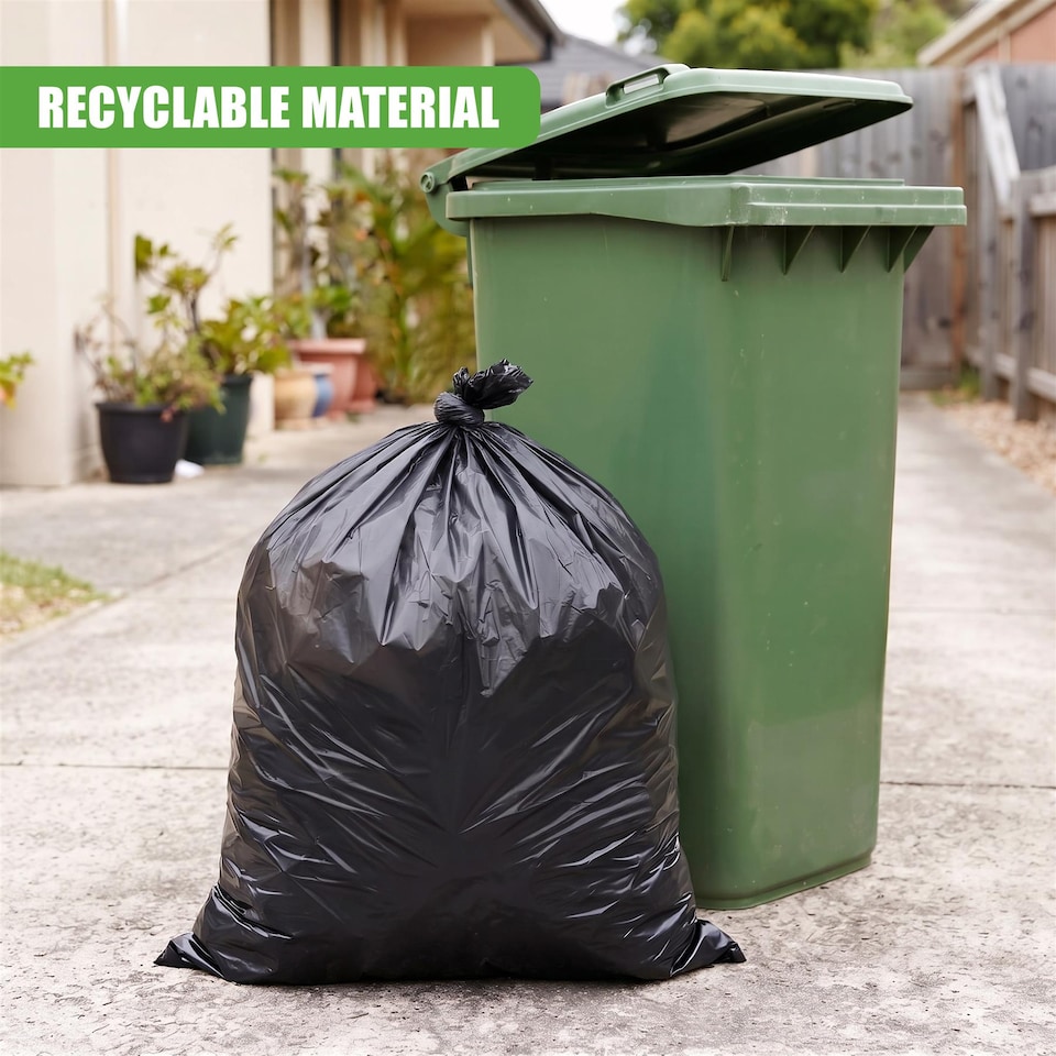 image 1 of GEEZY 130 Litre Large Black Bin Bags, Pack of 20 Garbage Bags, 100 x 80cm