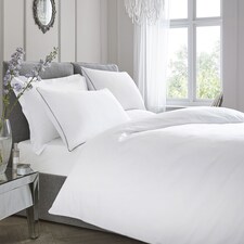 Appletree 200TC Plain Dye Duvet Cover Set White with Silver Piping
