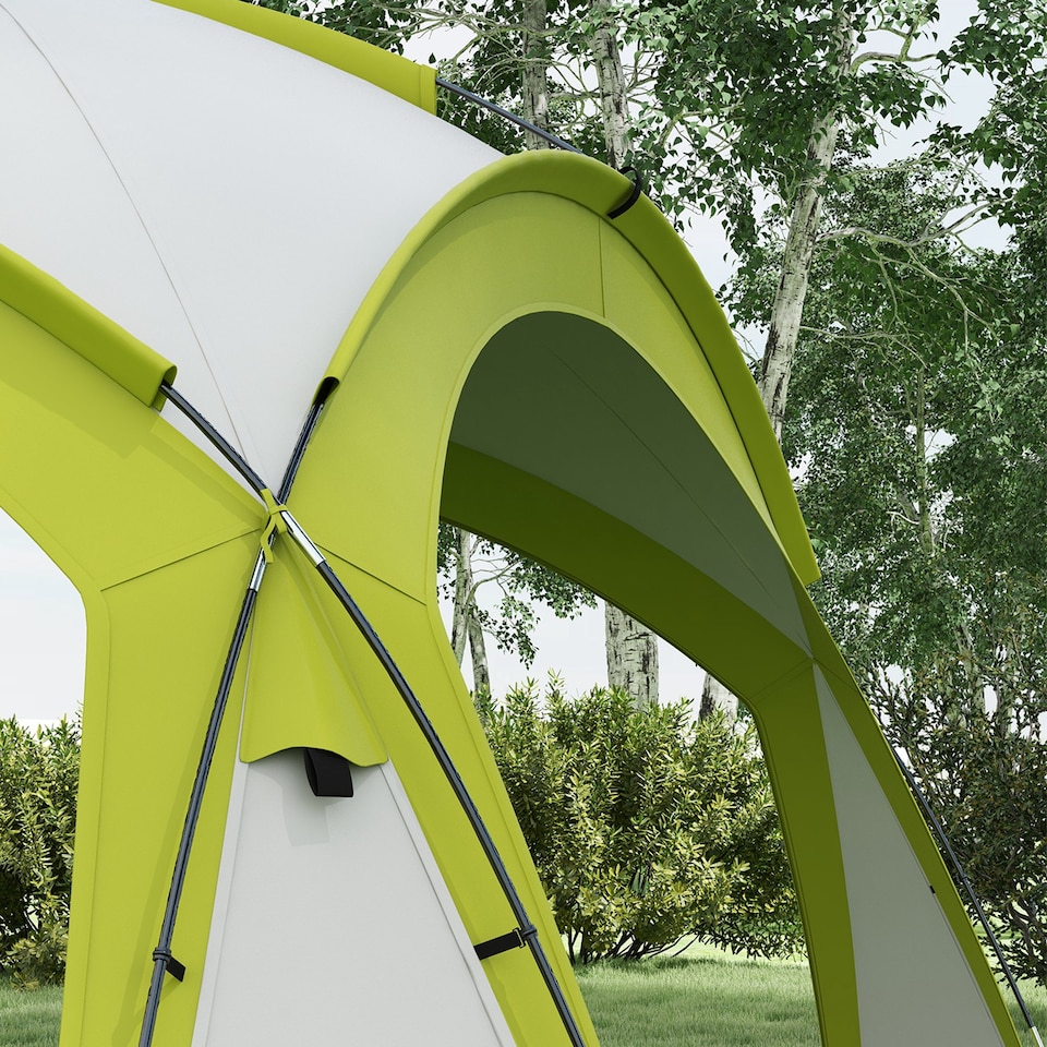 image 1 of Outsunny 3.5 x 3.5M Camping Gazebo, Outdoor Event Shelter Dome Tent Garden Sun Shelter Patio Spire Arc Pavilion Camp Sun Shade Tent for 68 Person | Green