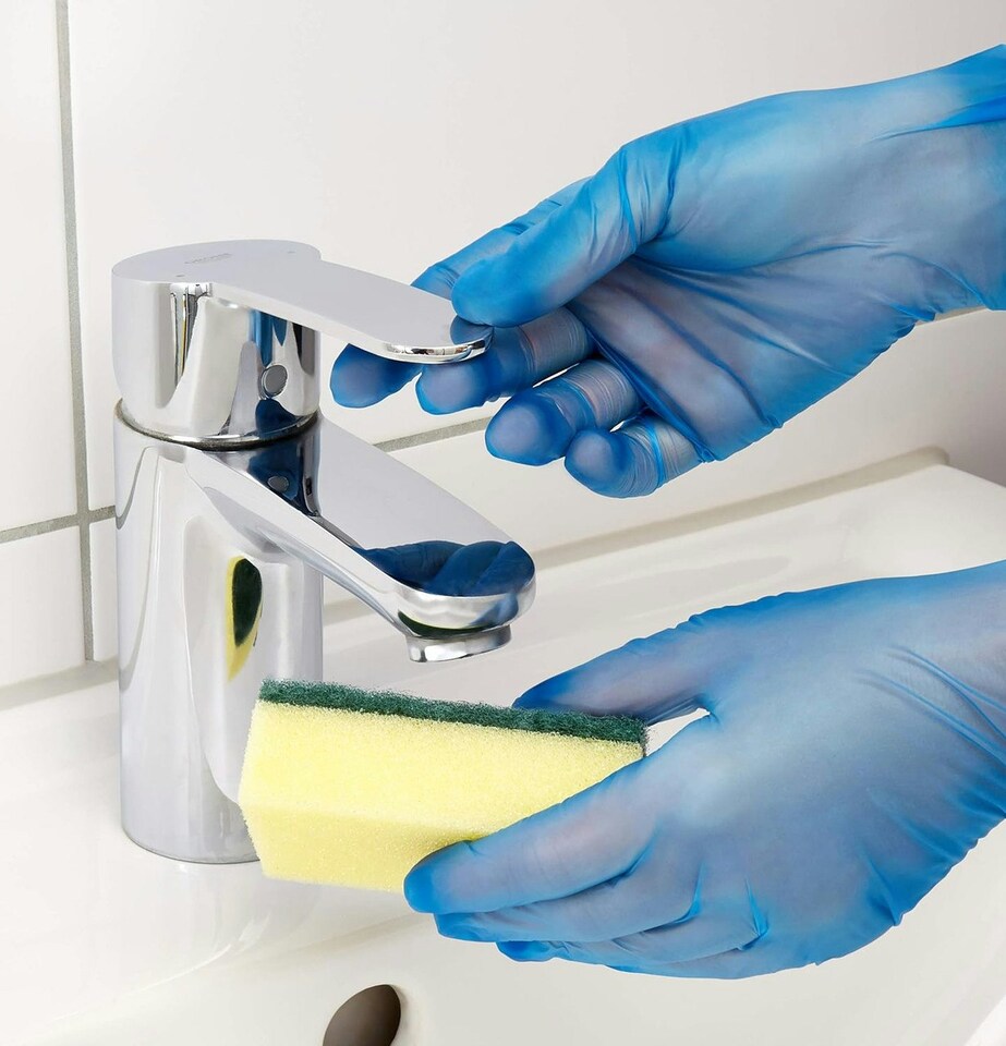 image 1 of Touchguard Blue Vinyl Powder Free Gloves - Box of 100x