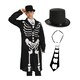 image 1 of Skeleton Costume - with Top Hat | Black | XL