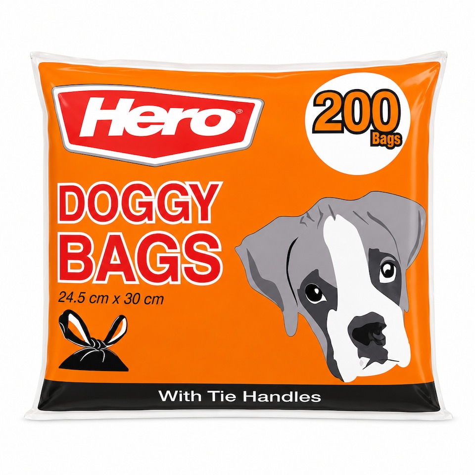 image 1 of Hero 200 Dog Poo Bags with Easy Tie Handles – Extra Thick, Strong & Biodegradable – 200 Pack