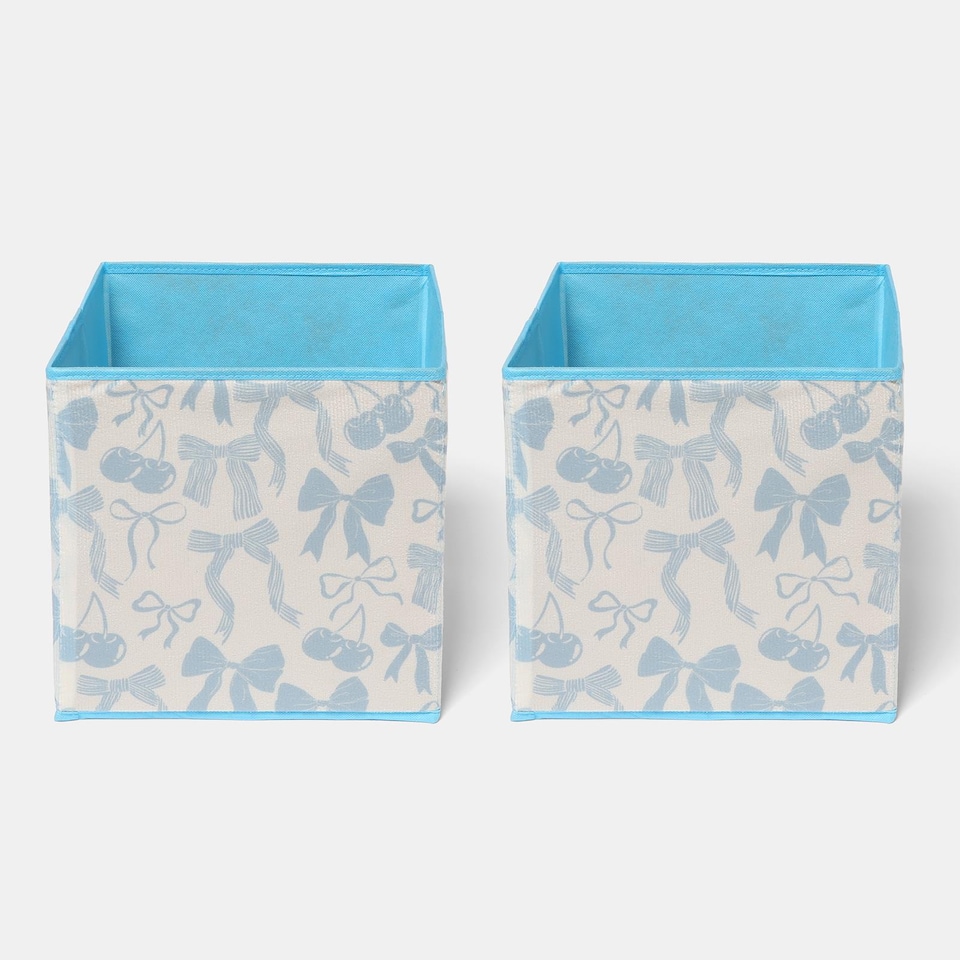 image 1 of OHS 2 x Bows Storage Box Folding Cube Shoe Toy Organiser