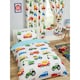 image 4 of PriceRightHome Childrens/Kids Trucks & Transport Duvet Cover Set - White/Blue/Red - Single | White | Single