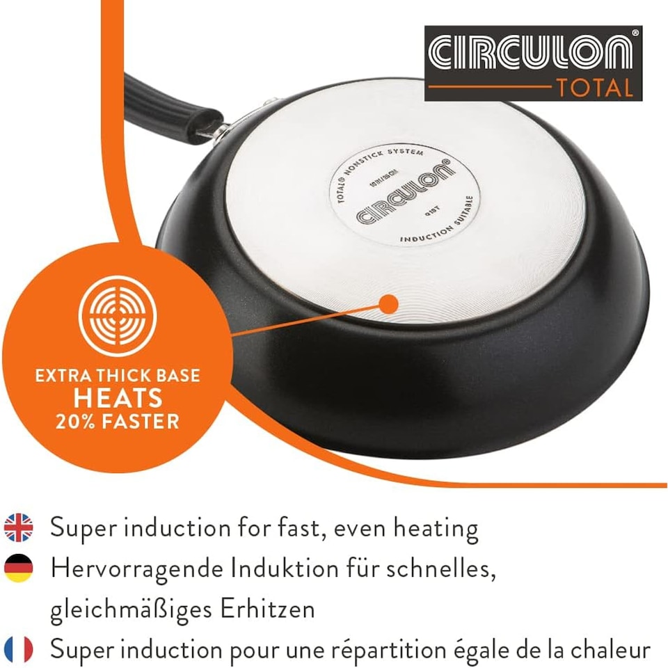 image 1 of Circulon Total Hard Anodised Non Stick 4 Piece Cookware Set - Black