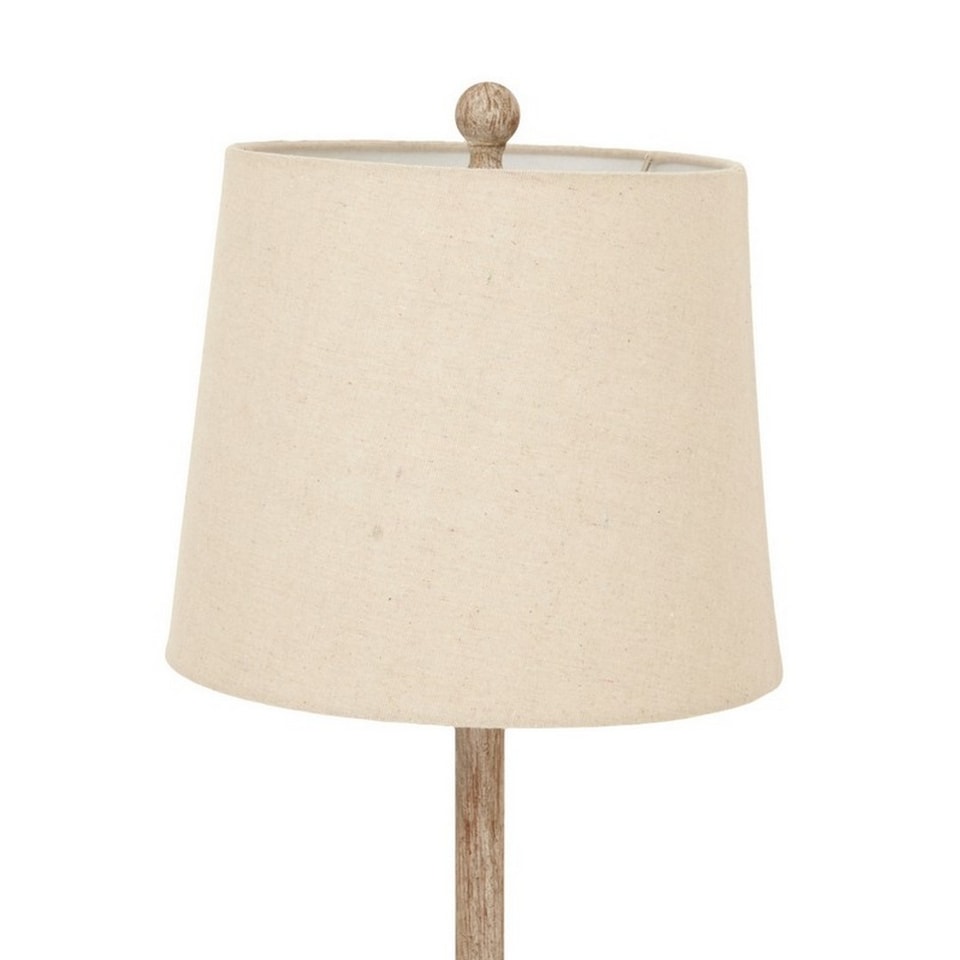 image 1 of Chiaro Candlestick Table Lamp with Linen Shade - Resin - L25 x W25 x H80 cm - Brown