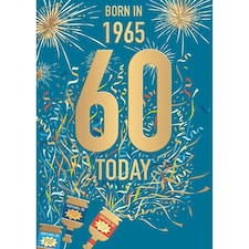 Words 'n' Wishes Male 60th Birthday Card, Happy Birthday Card Age 60 with Born in 1965 Confetti Design and Embossed Foil Details, Birthday Card for Men