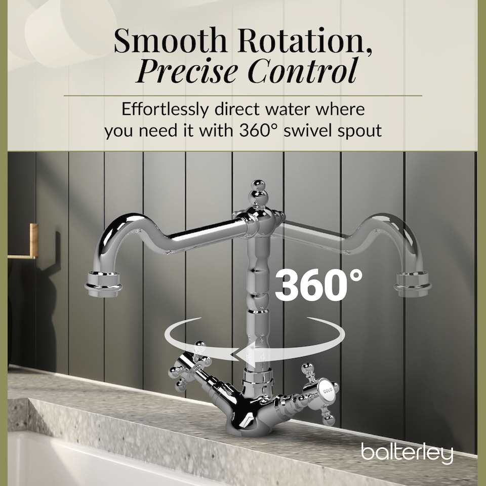 image 1 of Traditional French Classic Kitchen Sink Mono Mixer Tap - Chrome | Silver | Chrome | 1