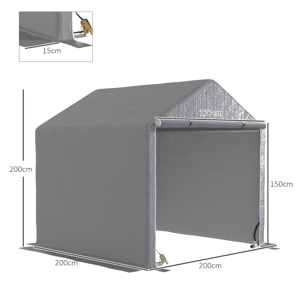 image 1 of Outsunny 6.5' x 6.5' x 6.5' Temporary Garden Shed Storage Tent, Grey | Grey | 1