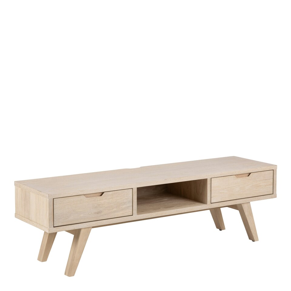 image 1 of A-Line TV Unit with 2 Drawers in White Oak