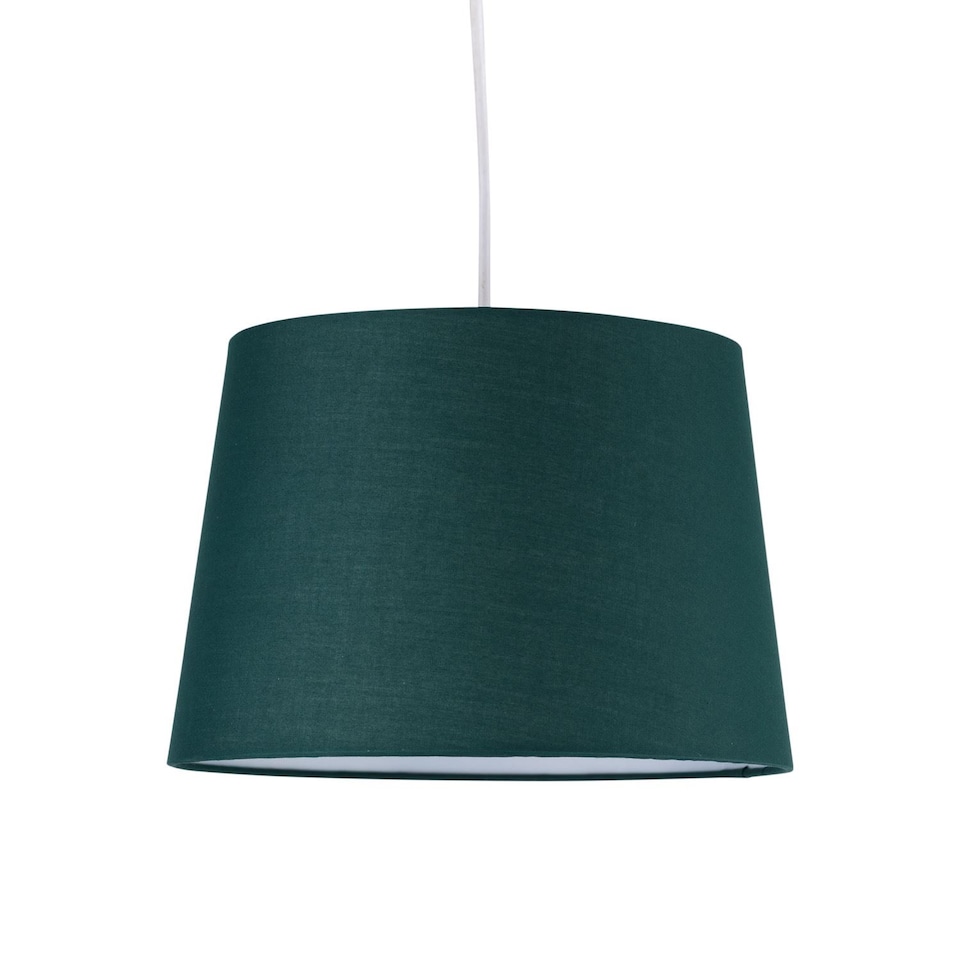 image 1 of Dark Green Cotton 28cm Tapered Cylinder Pendant or Lamp Shade | Green | Medium | 1