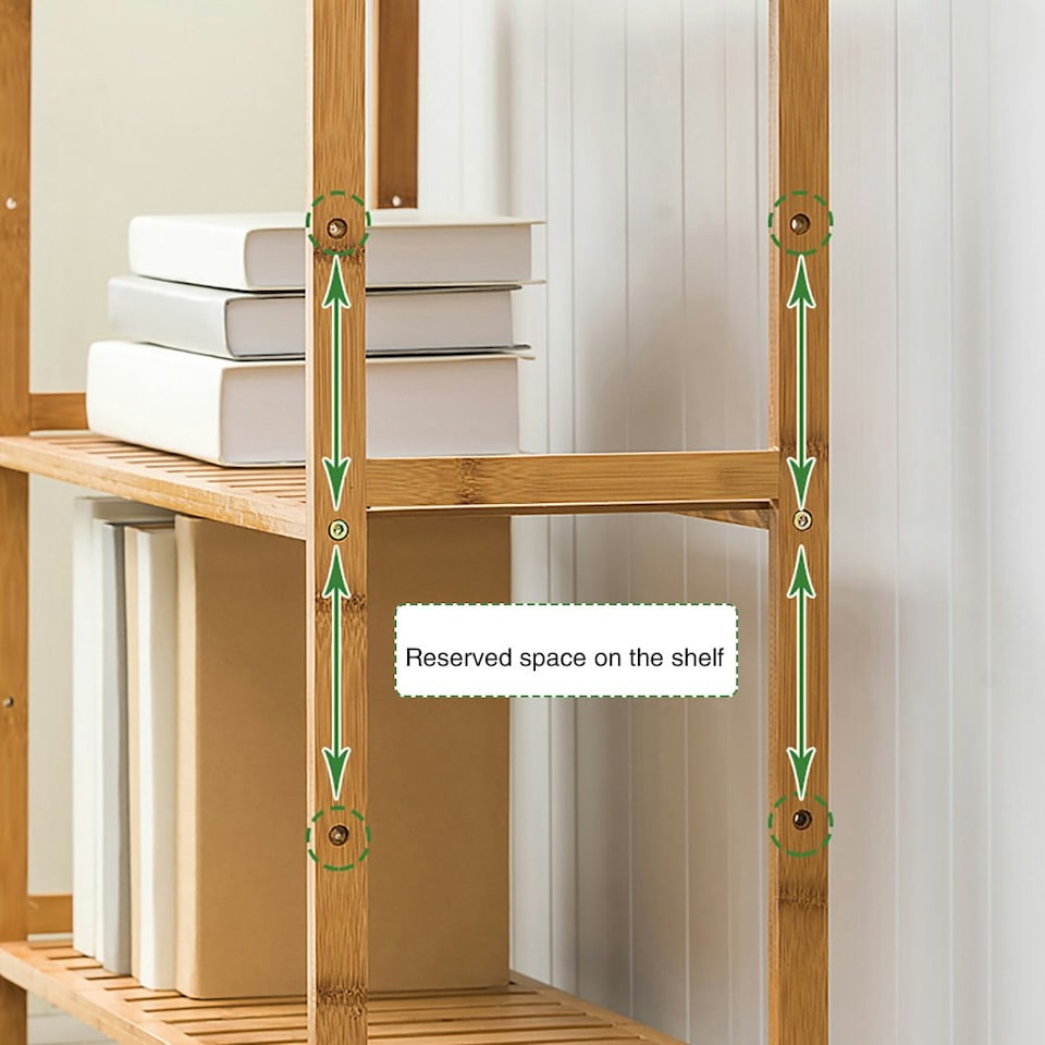 image 1 of Living and Home 3 Tier Bamboo Wood Storage Shelf Rack-50cm W x 25cm D x 71cm H