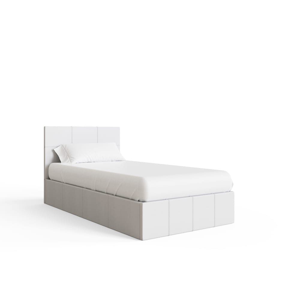 image 1 of End Lift Ottoman Storage Bed Single White | White | White