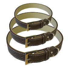 Dog Collar - Leather Style Brown | M