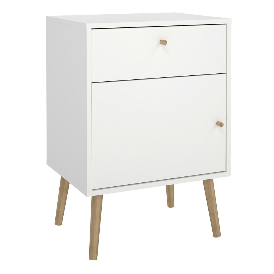 image 1 of Cumbria Nightstand 1 Door + 1 Drawer White