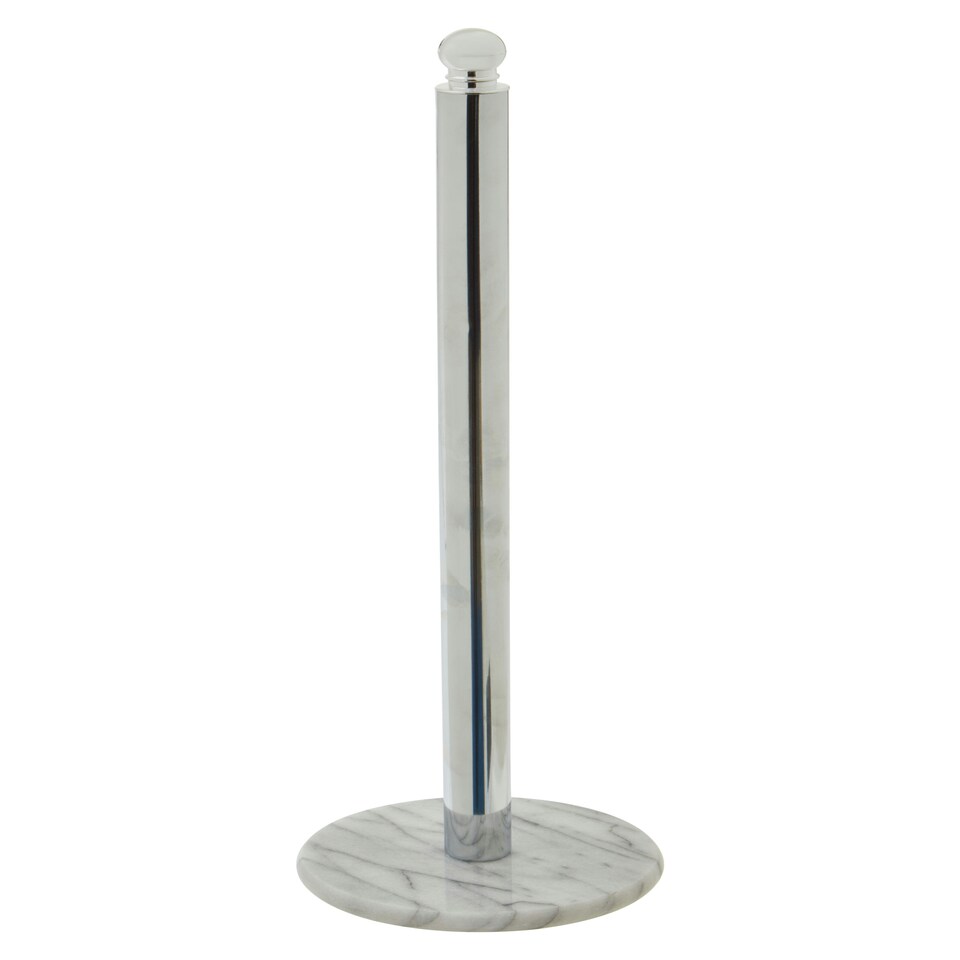 image 1 of Interiors by Premier Elegant Design Chrome Large Toilet Roll Holder, Stable Toilet Holder, Sturdy Roll Holder With Marble Base