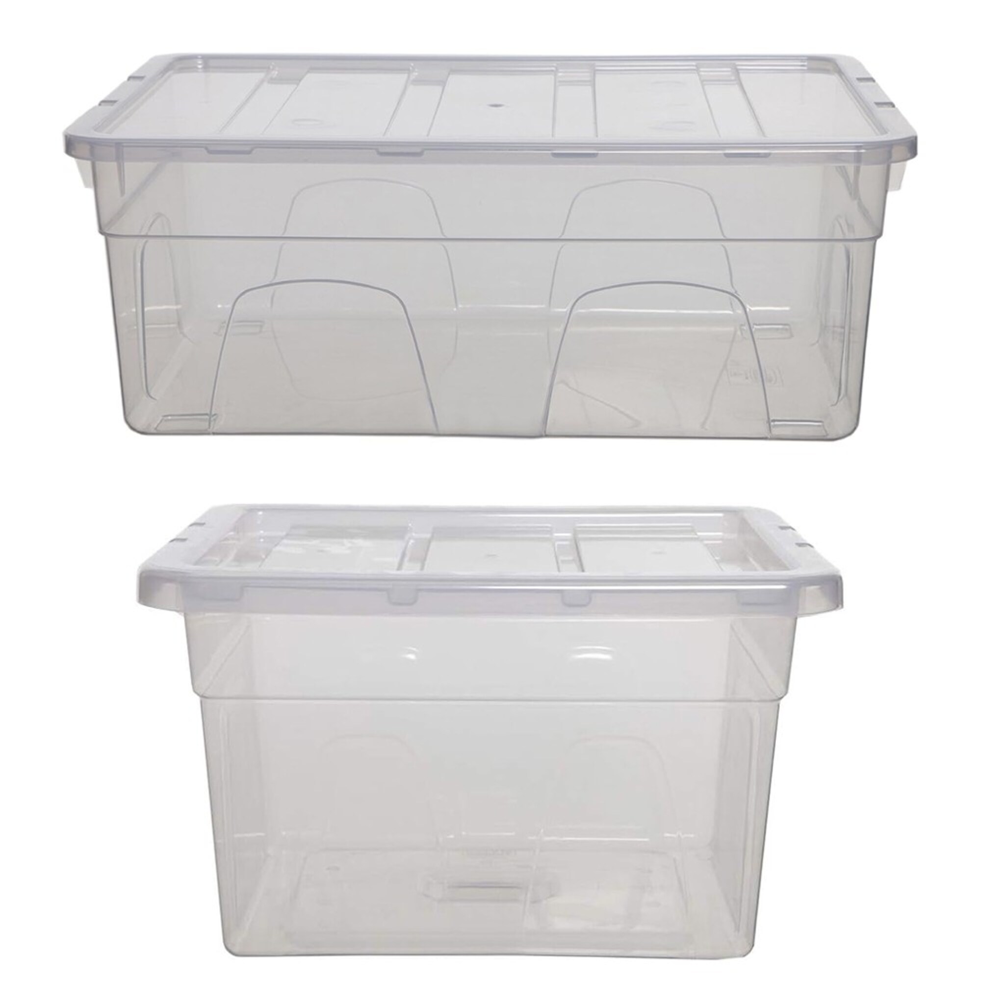 Whitefurze Spacemaster Midi & Maxi Storage Boxes with Lids, Clear, 2 Piece Set