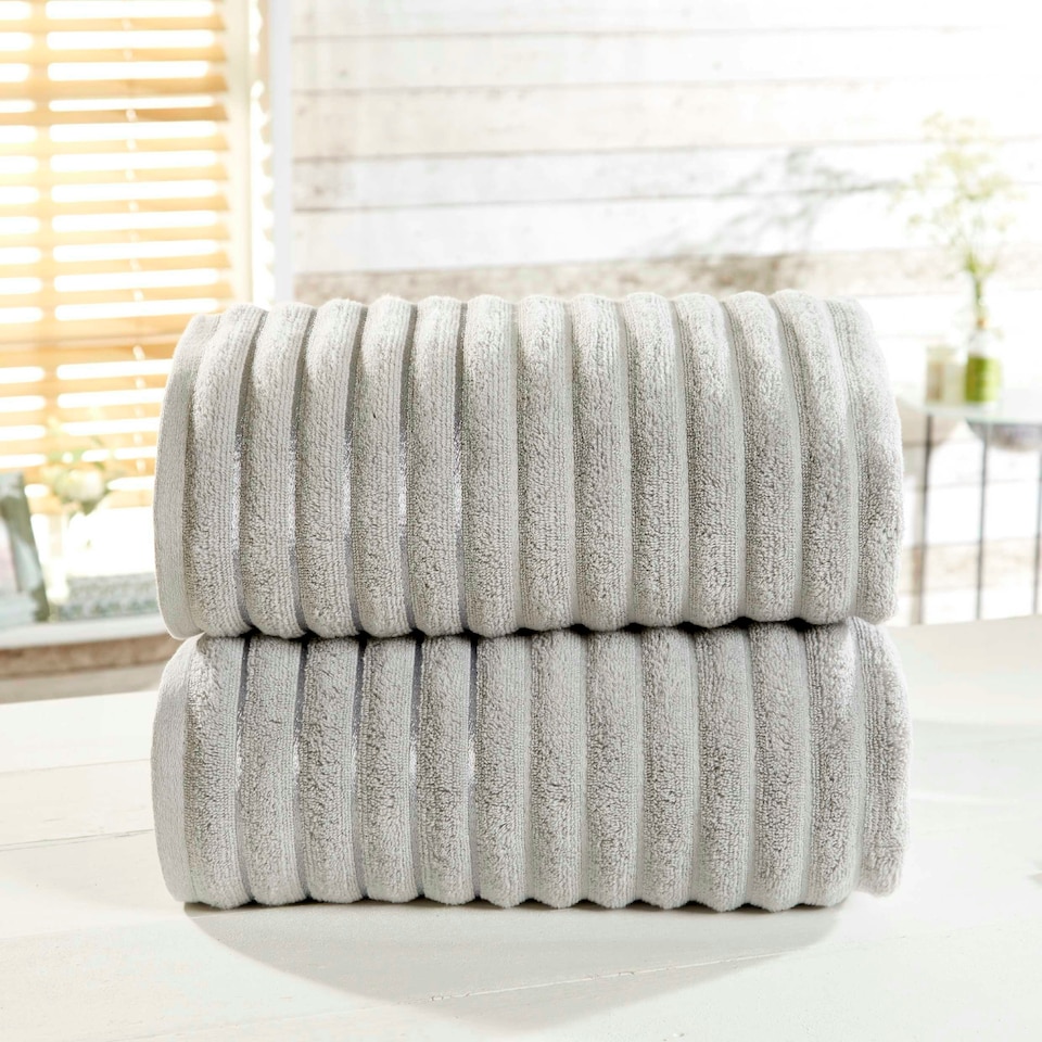 image 1 of Ribbed Pure Cotton Bath Towels Super Soft and Absorbant Grey | Bath towel