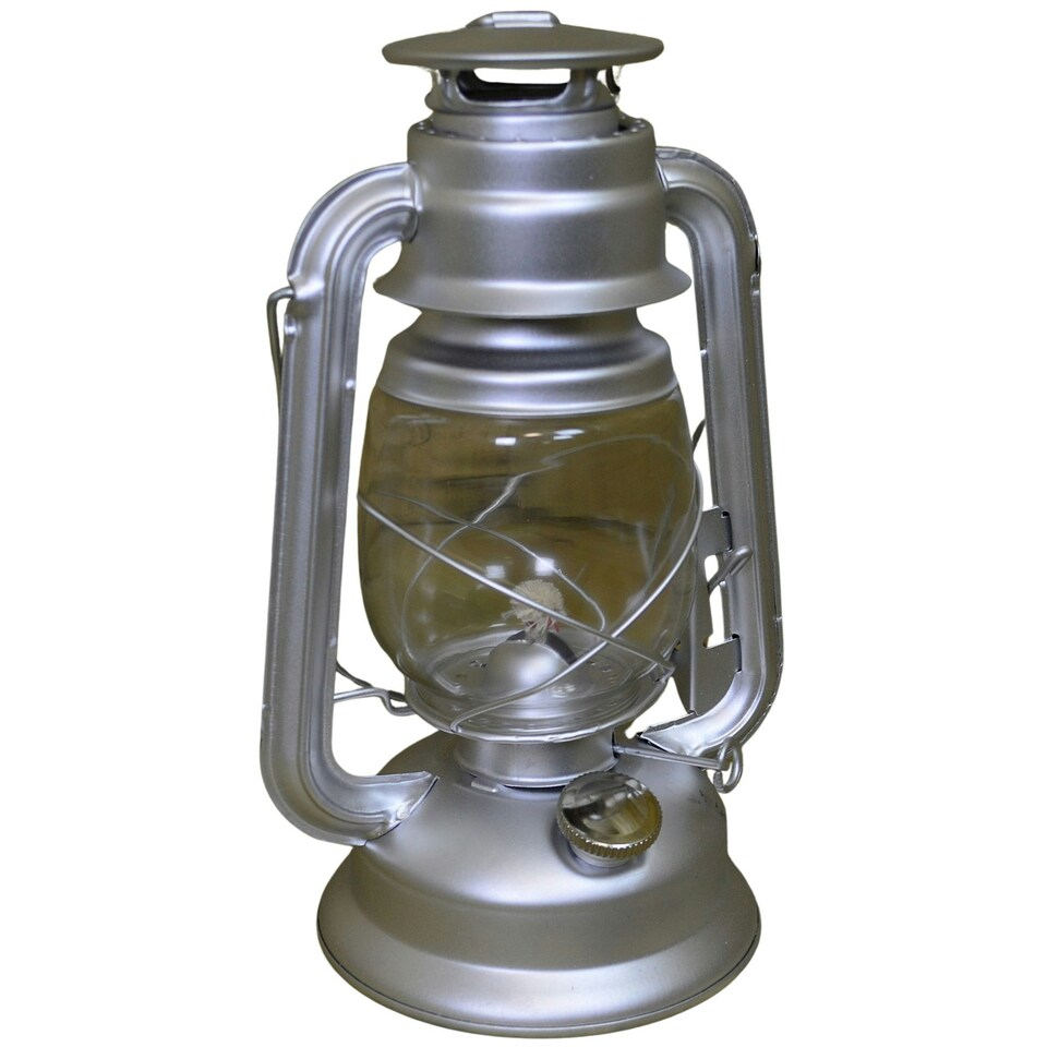 image 1 of 12" Paraffin Hurricane Camping Lantern Light in Silver