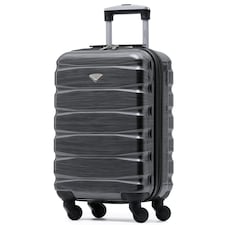 55x35x20cm Carry On Cabin Hard Shell Suitcase - 100+ Airlines Approved Including EasyJet (Paid), British Airways, Ryanair (Priority), TUI Grey | Grey Black Gloss | Cabin Bag