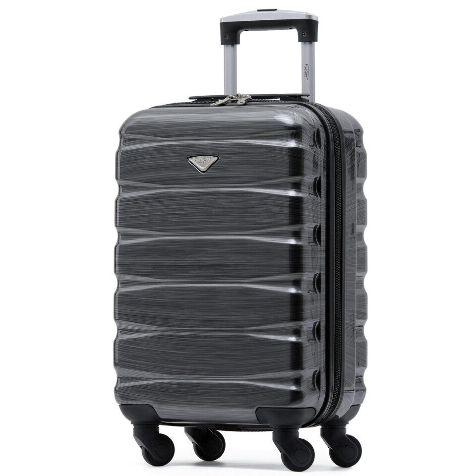 image 1 of 55x35x20cm Carry On Cabin Hard Shell Suitcase - 100+ Airlines Approved Including EasyJet (Paid), British Airways, Ryanair (Priority), TUI Grey | Grey Black Gloss | Cabin Bag