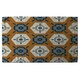 image 1 of Rust orange background with gray, navy blue and beige (Kitchen Towel)