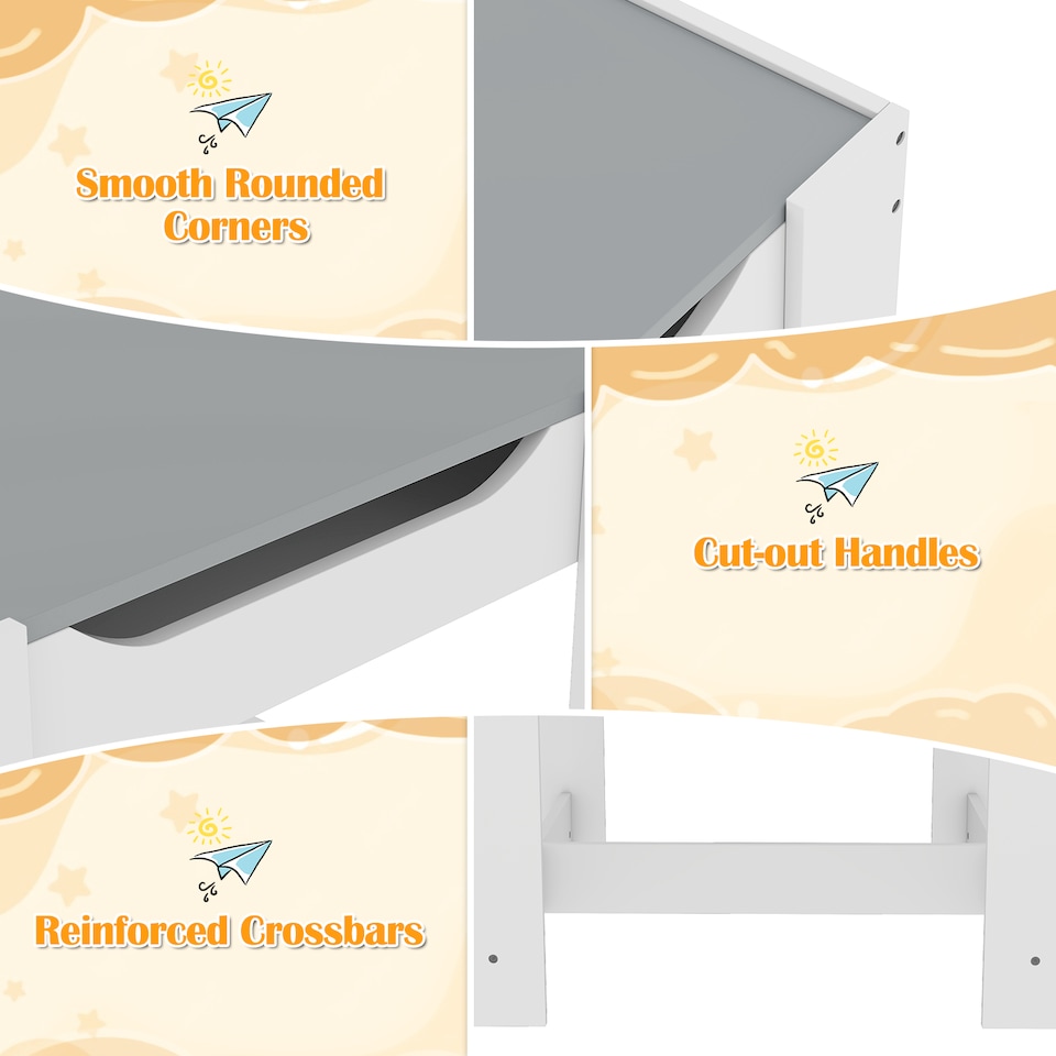 image 1 of COSTWAY Kids Table Chair Set with Double Storage Box Yellow