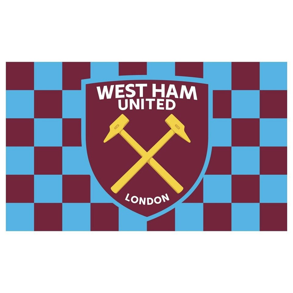 West Ham United FC Chequered Flag - Claret Red/Sky Blue - One Size