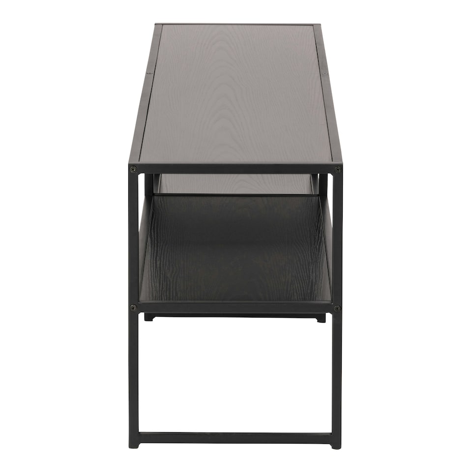 image 1 of Seaford Black Metal Open TV Unit with 3 Black Shelves