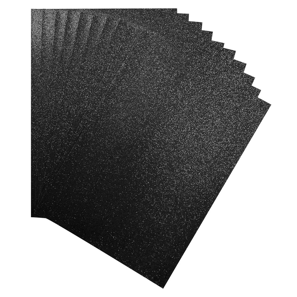 image 1 of Pack of 10 A4 Coloured Glitter Card 230gsm Sheets | Black | Black | A4 | 1