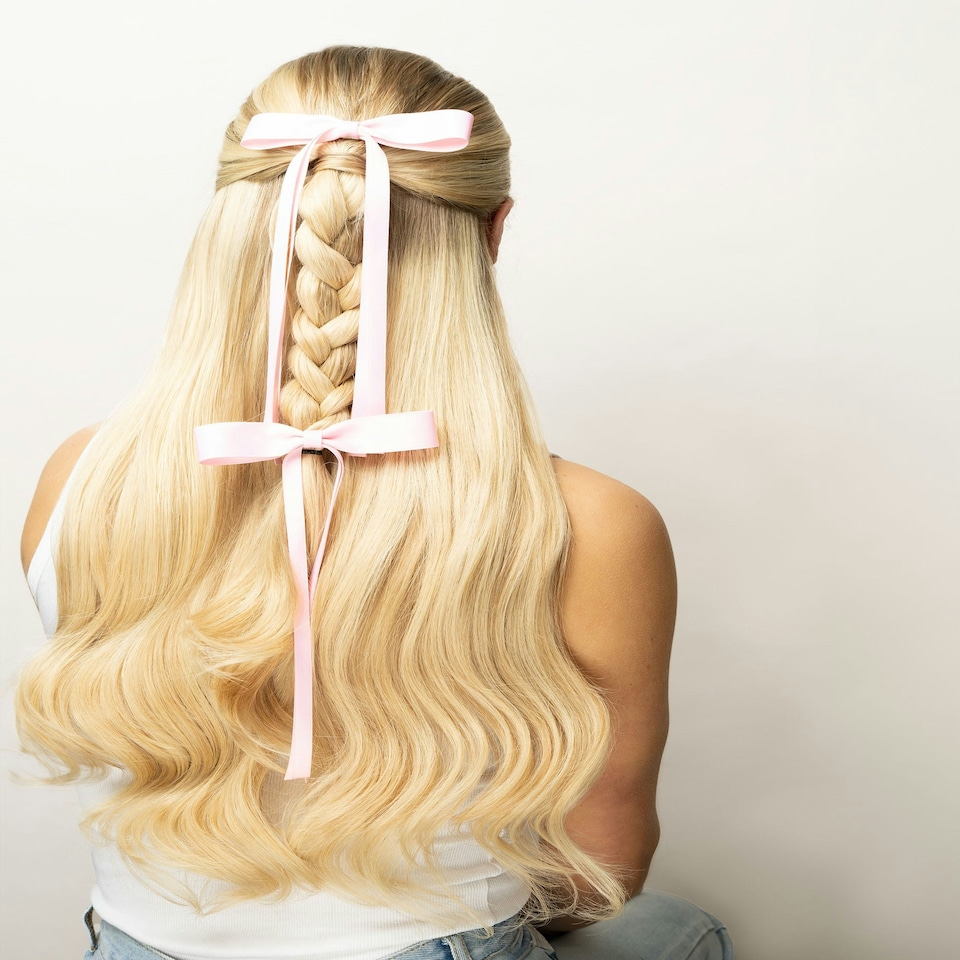 image 1 of Brushworks Satin Hair Bow Duo – Pink