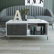 Core Products Dallas White Coffee Table With Drawer, H40.0cm x W92.5cm x D55.0cm White