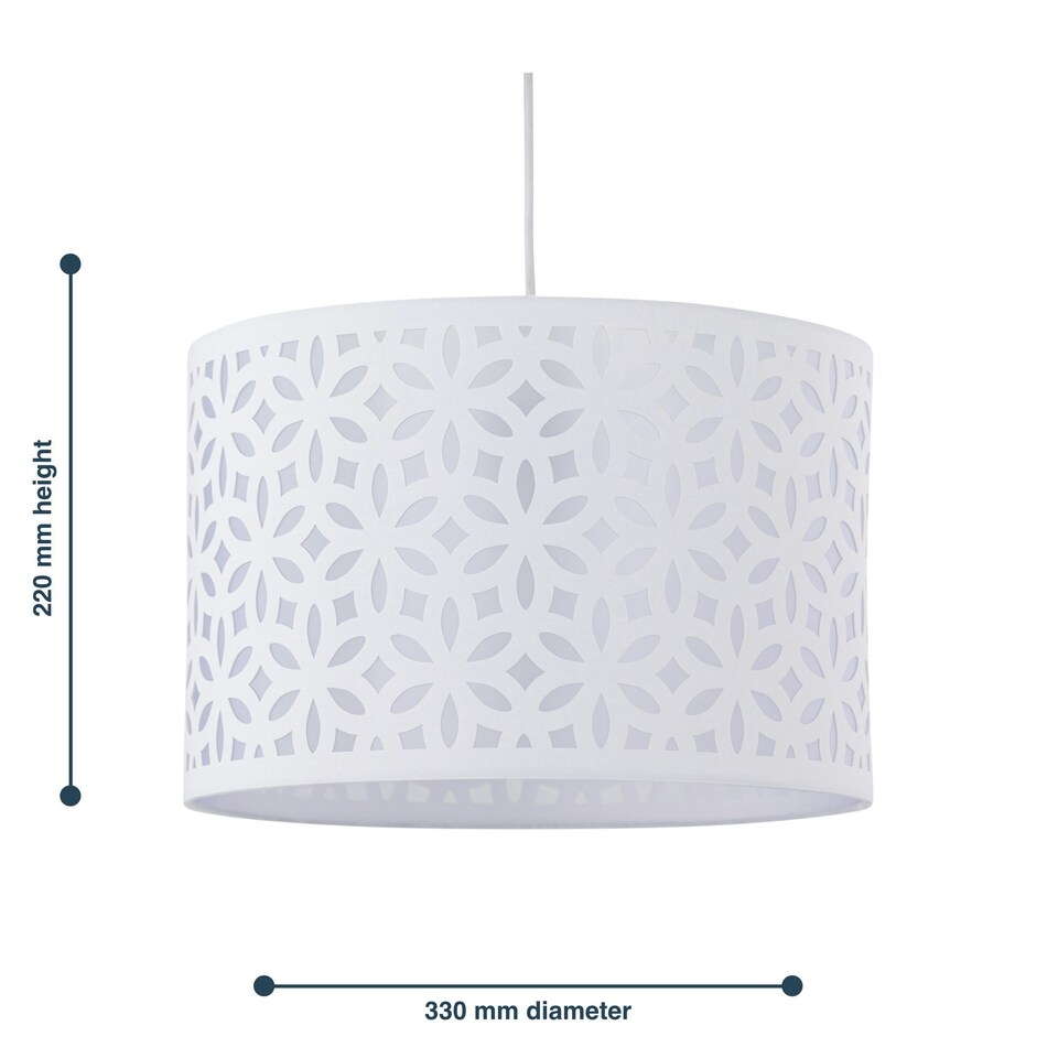 image 1 of White Laser Cut 33cm Pendant Lightshade White