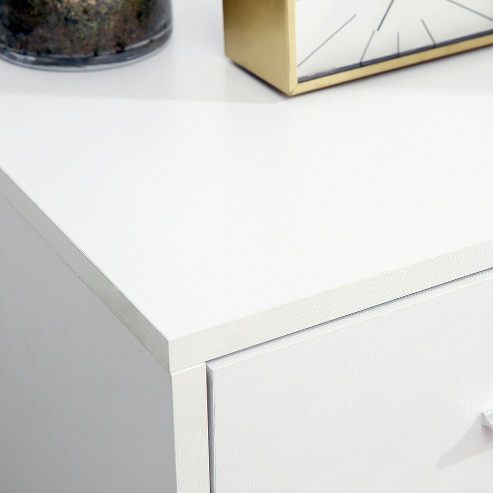 image 1 of HOMCOM Freestanding Storage Cabinet w/ 3 Drawers 2 Shelves 4 Wheels Office White
