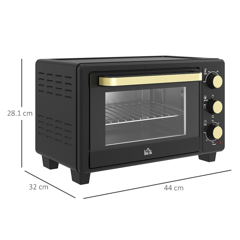 image 1 of HOMCOM Mini Oven 16L Countertop Oven w/ Adjustable Temp Timer 1400W, Black