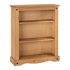 Corona Low Bookcase - L29 x W84 x H100.5 cm - Distressed Waxed Pine Brown